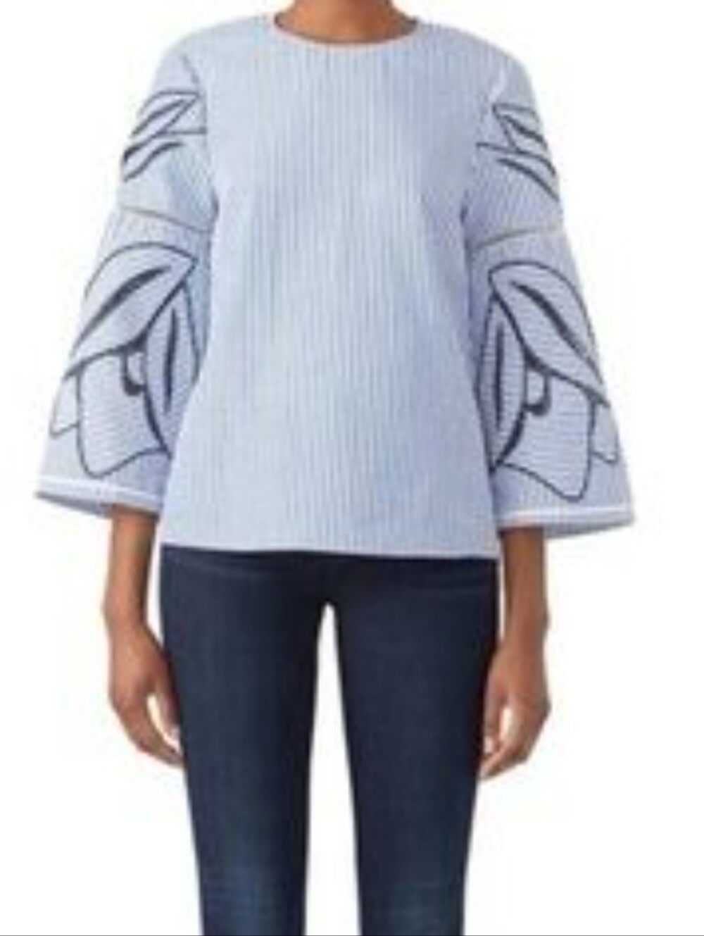Tanya Taylor Blue and White Striped Top